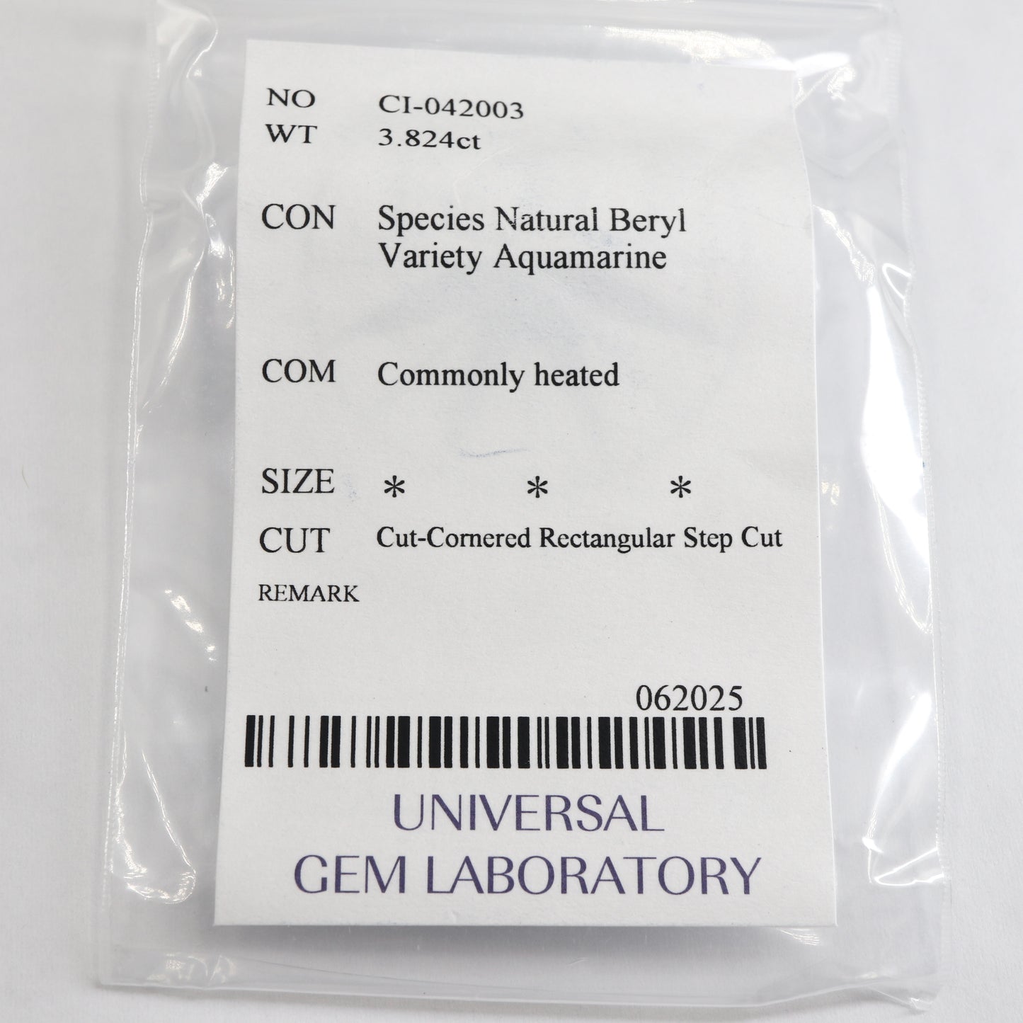 【アクアマリン3.824ct】【J065】