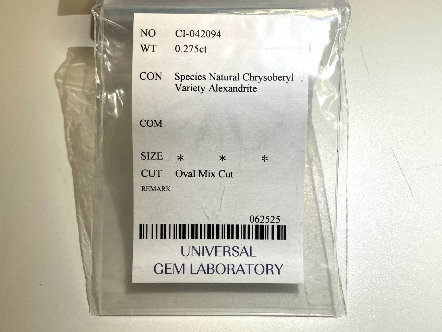 【アレキサンドライト0.275ct】【D100】