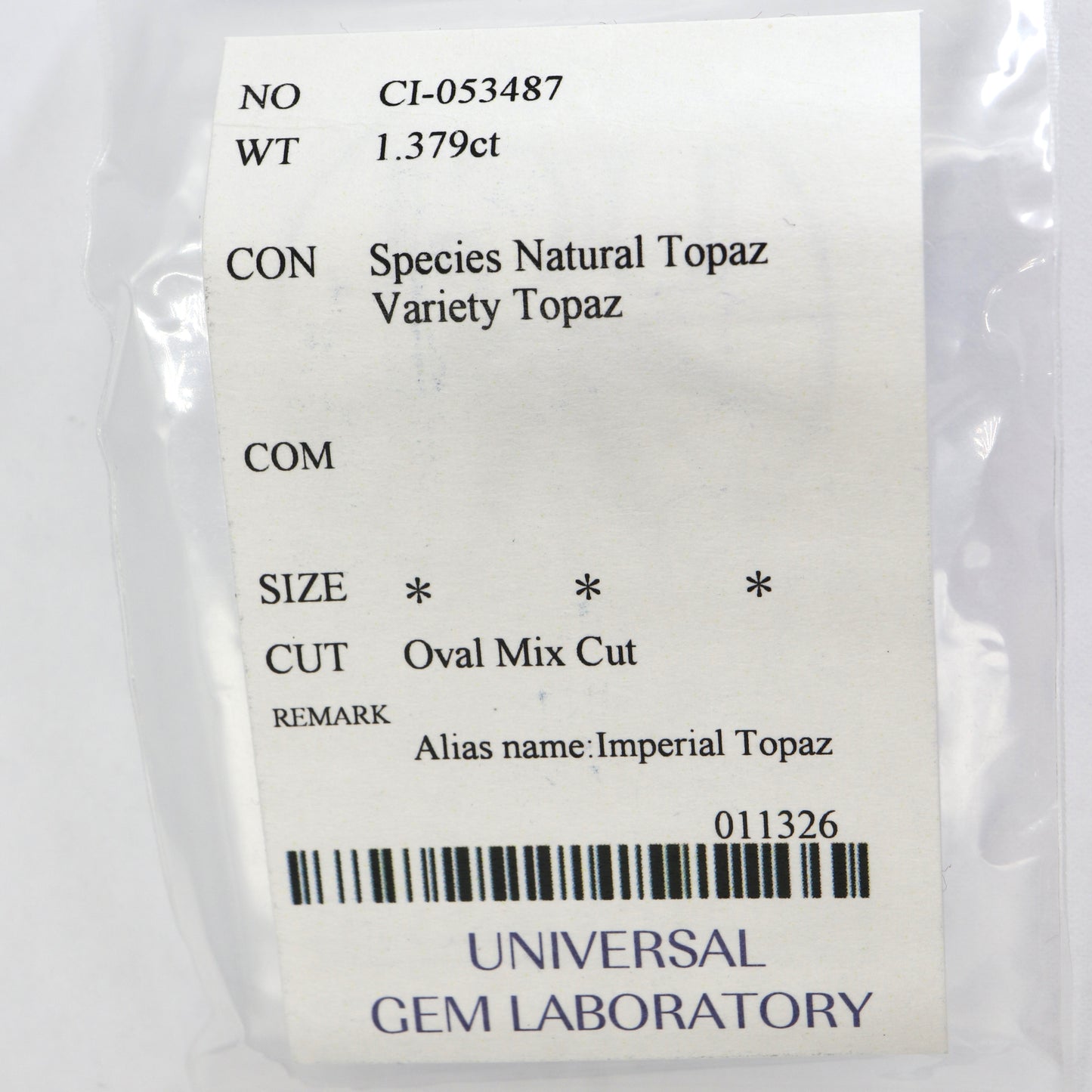 【インペリアルトパーズ1.379ct】【O035】