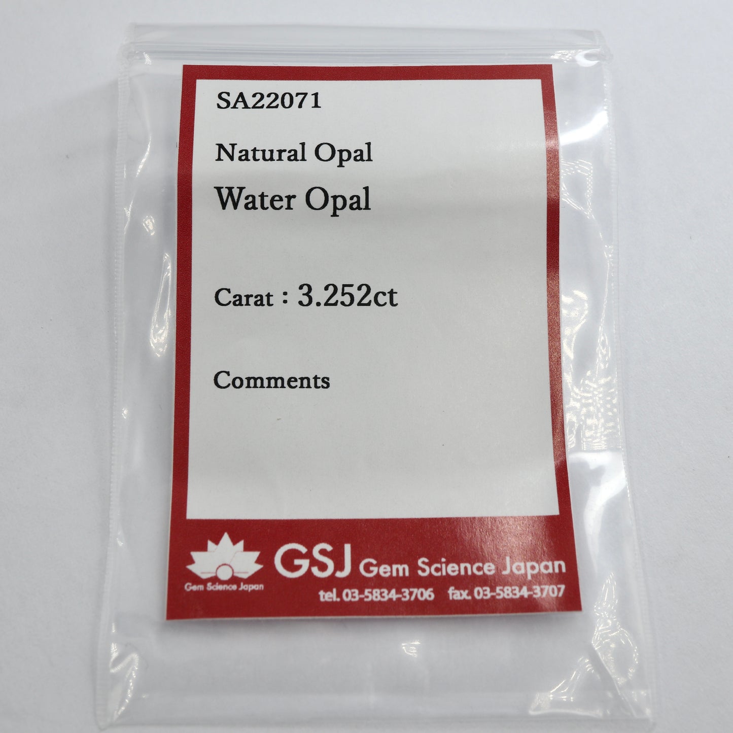 【ウォーターオパール3.252ct】【L099】