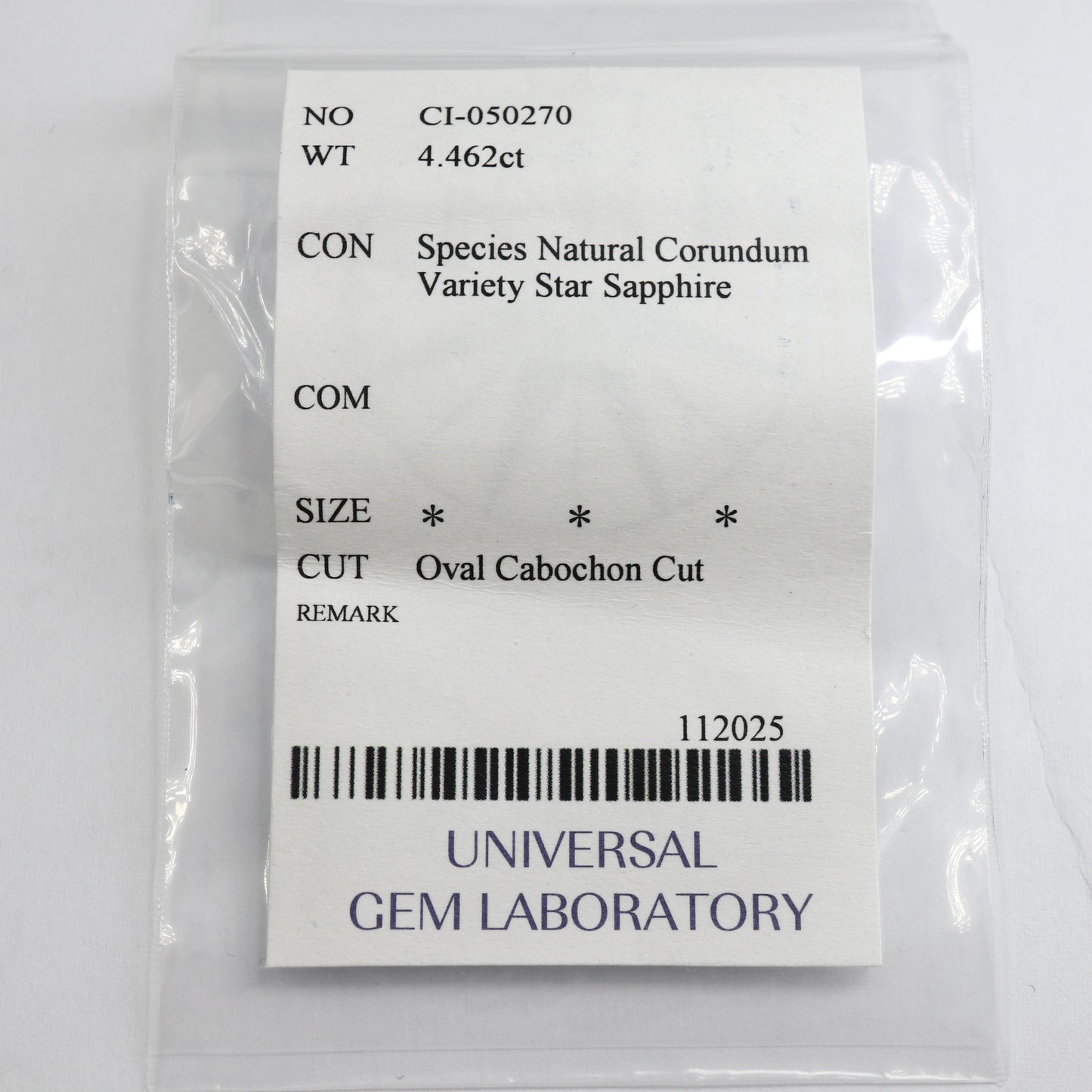【スターサファイア4.462ct】【N036】
