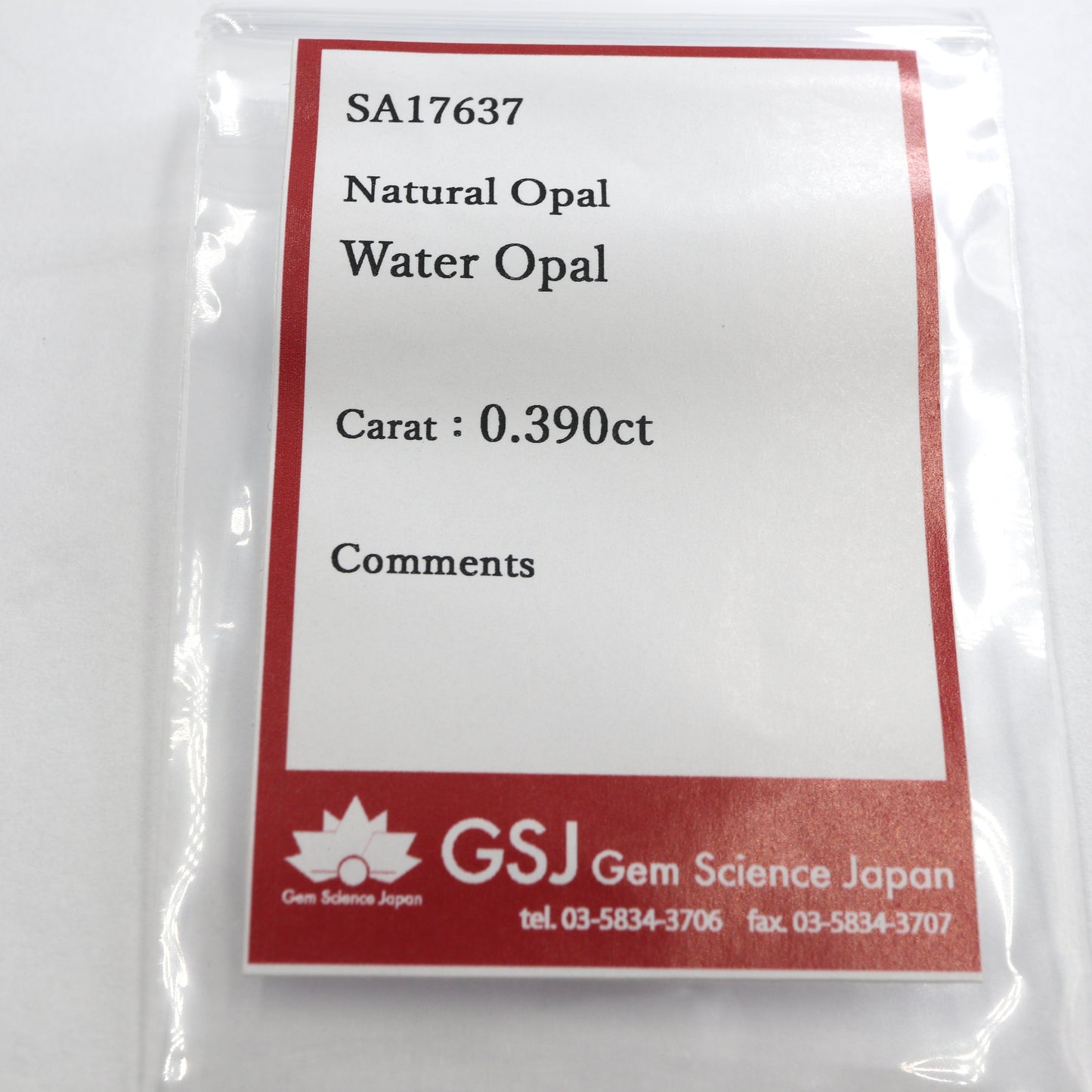 【ウォーターオパール0.390ct】【H062】